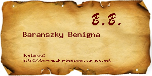 Baranszky Benigna névjegykártya